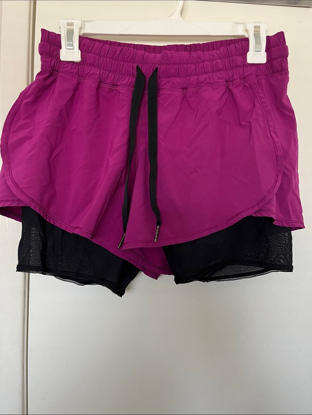 Lululemon | Magenta Layered Athletic Shorts with Black Liner